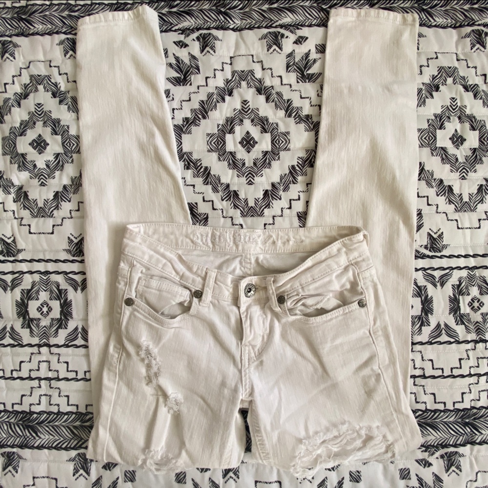 Machine Jeans White Distressed Skinny Denim size 1 2 26